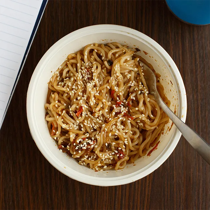 Noodles in a bowl